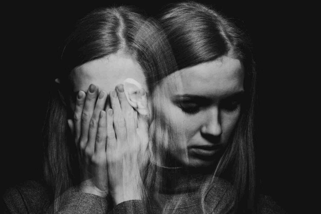 Woman experiencing emotional shifts associated with bipolar disorder and mood changes